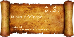 Duska Sándor névjegykártya